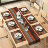 Bordslöpare Farmhouse Wood Texture Table Runner Placemats Combination Set Wedding Party Event Dining Table Decoration El Home Tablad 231019