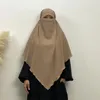 Vêtements ethniques Couleur unie Long Hijabs Voile Couverture Visage Foulard Moyen-Orient Élégant Lâche Prière Islamique Khimar Femmes Musulmanes Jilbab