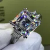 Choucong luksusowa biżuteria Prawdziwa 925 srebrna srebrna księżniczka Cut White Topaz CZ Diamond Three Stone Capstones Women Wedding Bridal RI2624