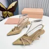 Kalf Patent Leather Slingback Pumps Metal Buckle-verstrikte sandalen kitten kitten hak dames luxe ontwerper puntige teen avond feestschoenen fabrieksschoenen schoenen