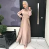 Etnisk kläder Casual Solid Color Stain Muslim Dress Ramadan Eid Abaya Islamic For Women Dubai Turkish Kaftans Modest Outfits