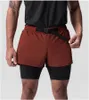 Shorts pour hommes Bodybuilding Séchage rapide 2 en 1 Hommes Casual Sport Bermuda Gym Fitness Courir Formation Bas Mâle Plage Pantalon Court