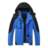 Outdoor Jacken 2023 wasserdichte Schicht Winddichte warme, feste Farbe Leichte Kapuze mit Zipper Mode Männliche Sportbekleidung Winterjacke mit