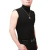 Tops sexis de cuello alto para hombre, corsé sin mangas, chaleco ajustado, camisas con parte inferior delgada, camisetas sin mangas para hombre, ropa de escenario, disfraz para club nocturno 210408308d