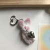 Porte-clés en peluche en peluche, perles amusantes, amour lapins, pendentif doux pour décoration