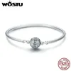 Bangle WOSTU réel 925 en argent Sterling scintillant boule Bracelet bracelets pour les femmes Fit bricolage breloques perles bijoux originaux cadeau CQB062 231020