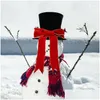 Juldekorationer Snowman Top Hat Ornament Tree Toppers med fjädrar inuti tre-nsional topper för Drop Delivery Home Garden F DHGBO