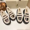 Scarpe eleganti Mocassino di lusso in similpelle foderato con tosatura con suola carrarmato da donna invernale caldo peluche slip on piattaforma in nero marrone taglie forti 231019