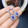 Dingle örhängen naturlig riktig blå safir lyxig droppe örhänge 925 sterling silver 4 6mm 0,6ct 2st ädelsten fina smycken T23334