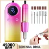 مجموعة Manicure Nail 45000 دورة في الدقيقة تدريبات أظافر كهربائية مع شاشة LCD شاشة قابلة لإعادة شحن الأظافر مانيكير آلة الجيل البولندية القلم المحمول اللاسلكي 231020