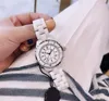 H0968luxuoso cerâmica designer relógio de pulso senhoras diamante movimento de quartzo relógio mulheres 33mm homens 38mm relógios de pulso resistentes à água nobre presente relogio j12