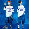 Stage Wear Pants For Girl Boy Dance Costume Clothes Kid Hip Hop Clothing Graphic Tee Print Oversized T Shirt Top Streetwear Baggy Jeans