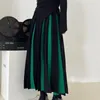 تنورات reimocy أزياء مخططة ملونة مختلطة طويلة تنورة طويلة النساء عالي الخصر امرأة أنيقة مطوية الربيع