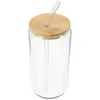 Wine Glasses Bamboo Lid Drink Cup Glass Coffee Straw Cups Lids Clear Tumbler Milk Tea Tumblers Drinking Ice Straws Class Travel