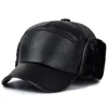 Casquettes de baseball Casquette chaude d'hiver hommes chapeaux de baseball en cuir noir pour femmes Casquette Bones Dad Gorras oreillettes épaissir 231019