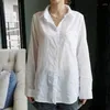 Bluzki damskie swobodny czysty bawełniany biała koszula Kobiety Topy Mujer Spring Autumn Up Koreańskie biuro biuro klapi na szyi koszule Chemise femme