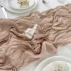 Table Runner 6PCS Wedding Table Runner Semi-Sheer Cheesecloth Table Setting Dining Party Christmas Banquets Arches Cake Decor 231019