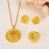 Habesha Peak Jewelry set N B E Ethiopian Bridal Wedding 14k Yellow Solid Gold Filled Pendant earrings ring whole195a