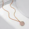 Chokers juliDream Full White Zircon Coin Round Pendant Gold Color Wave Chain Long Women Halsband Stapble Party Daily Matching Jewelry 231020