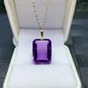 Pendanthalsband 18K Gold Natural Amethyst Pendant Necklace är en gåva för klassiska kvinnor Lyxiga smyckesdesigners 231020