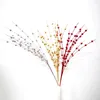 Dekorativa blommor 10st Guldrosa paljetter Simulerade bär bunt julgran krans VINE WEDDULE BOUQUET Justerbar längd kvistar