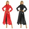 Trench da donna per adulti Dolcevita in pelle PVC Trench lungo da donna Cappotto Wetlook Giacca sexy Cerniera anteriore Costume cosplay Uomo Dance Party Clubwear 231020