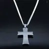 Ожерелья с подвесками, модное ожерелье из нержавеющей стали с крестом для женщин/мужчин, черные, серебряные, длинные ювелирные изделия, Collier Homme NXH111S05