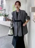 Costumes pour femmes LANMREM Ruban Fente Blazer Manteaux Pour Femmes Crantées Manches Longues Lâche Mode Vêtements Bureau Dame Casual Style Coréen 2R8135