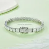 패션 힙합 GRA 인증 Moissanite Jewelry 925 Sterling Silver Tennis Link 4mm 공주 컷 Moissanite 팔찌