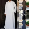 Ethnic Clothing Islamic Men's Clothes Dress Robe Muslim Style Hoodies Saudi Arab Long Sleeve Kaftan Jubba Thobe Dubai Middle East