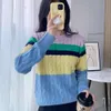 Ralphs Designer Sweater Laurens Qualité originale Automne/Hiver Nouveau Pull tricoté à manches longues à rayures multicolores Bloc de couleur Pull en laine torsadée grossière