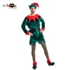 cosplay Eraspooky Deluxe Babbo Natale Cosplay Verde Costume da elfo di Natale per uomo Adulto Natale Capodanno Festa in maschera Hatcosplay