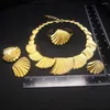 Necklace Earrings Set Dubai Gold Plated Jewelry Ladies Shell Shape Bracelet Italian Design Simple Style Wedding Gift Trend H00178