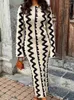 Casual Dresses Striped Contrast Color Knit Maxi Bodycon Dress Boho High Waisted Hollow Out Slim Women Holiday Vestidos