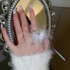 Solitaire Ring Fashion Feather Crystal Rings for Women Open Justerbar Shine Butterfly Weddings Party Jewelry 231019