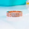 Full Sky Star Ring Damen Wide and Narrow Love Classic versilbert 1 8k Volldiamant Moissanit Diamantring Roségoldring High Beauty Luxusschmuck Ehering