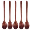 Coffee Scoops 5PCS Wooden Spoon With Handle Soup For Barbecue Camping Party Home KitchenPaint Color
