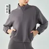 Hoodies femininos luku gola alta meio zíper outono e inverno moletom jaqueta tops para mulheres ajuste solto emagrecimento yoga roupas esportivas longas