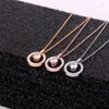 Pendant Necklaces Fashion Super Flash Crystal Circle Stainless Steel Necklace Clavicle Chain Woman Jewelry Wholesale Gift