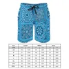 Herrbadkläder Casual Shorts Summer Bandana Ribbed Print Custom Sports Orasted With DrawString Justering