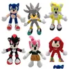 2023 28cm Chegada Sonic Toy The Hedgehog Tails Knuckles Ecna Bichos de Pelúcia Brinquedos de Pelúcia Presente V11 Dhzjc