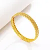 Bangle MXGXFAM Ucha liści pszenicy 8 mm bransoletki i bransoletki dla kobiet 24 K żółte czyste złoto Dubai Dubai na Bliskim Wschodzie biżuteria