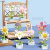 ブロッククリエイティブフラワービルディングブロック花鉢植えの植物集合レンガのおもちゃセットデスクトップ装飾品のためのホリデーギフトR231020