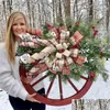 Decorações de Natal Farmhouse Wagon Wheels Grinalda Porta de Inverno Pendurada Casa Ao Ar Livre Presente de Ano 220908 Drop Delivery Jardim Festivo P Dhyqi