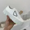 Luxury designer platform nylon canvas shoes women enameled metal triangle white tarp casual sneakers