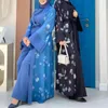 Vêtements ethniques Moyen-Orient 2023 Fleur Long Manteau Mode Élégant Abaya Femme Costume Deux Pièces Eid Mubarak Kaftan Dubaï Turquie Musulman