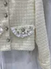 Damenjacken 2023 Herbst/Winter Ankunft Perle Wasser Diamant Kurze Tweed Mantel Frauen Luxus Süße Spitze Rand Pailletten Gestrickte Jacke weiblich