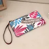 10pcs Coin Purses Oxford Leaf Printing Large Capacity Phone Long Clutch Bag Mix Color