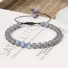 Strand Grey Matte Moontone Braided Rope Bracelet Colorful Synthetic Crystal Adjustable Shinning Jewelry Gifts For Women Men