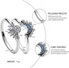 Кольцо-пасьянс 2023 In Summe, кольца для пар, синие сверкающие луна и солнце для женщин, штабелируемое кольцо на палец, обручальные украшения 231019